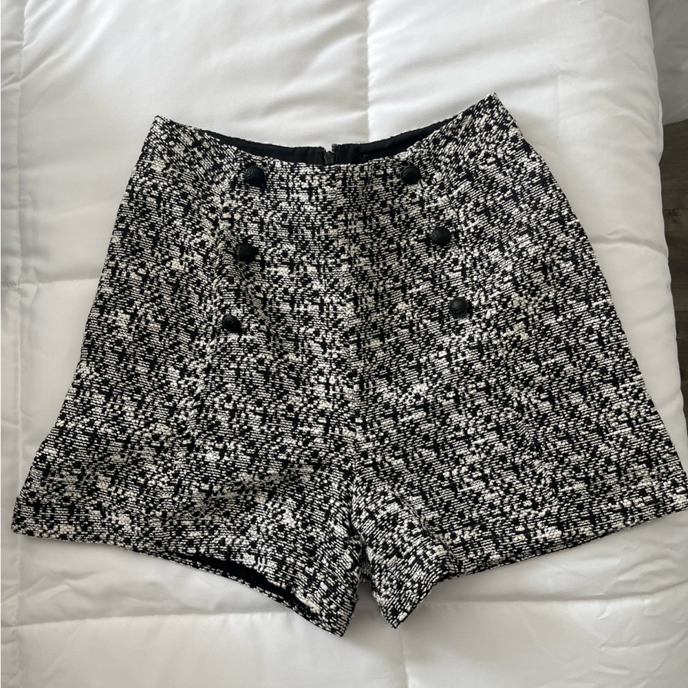 Express black & white tweed shorts